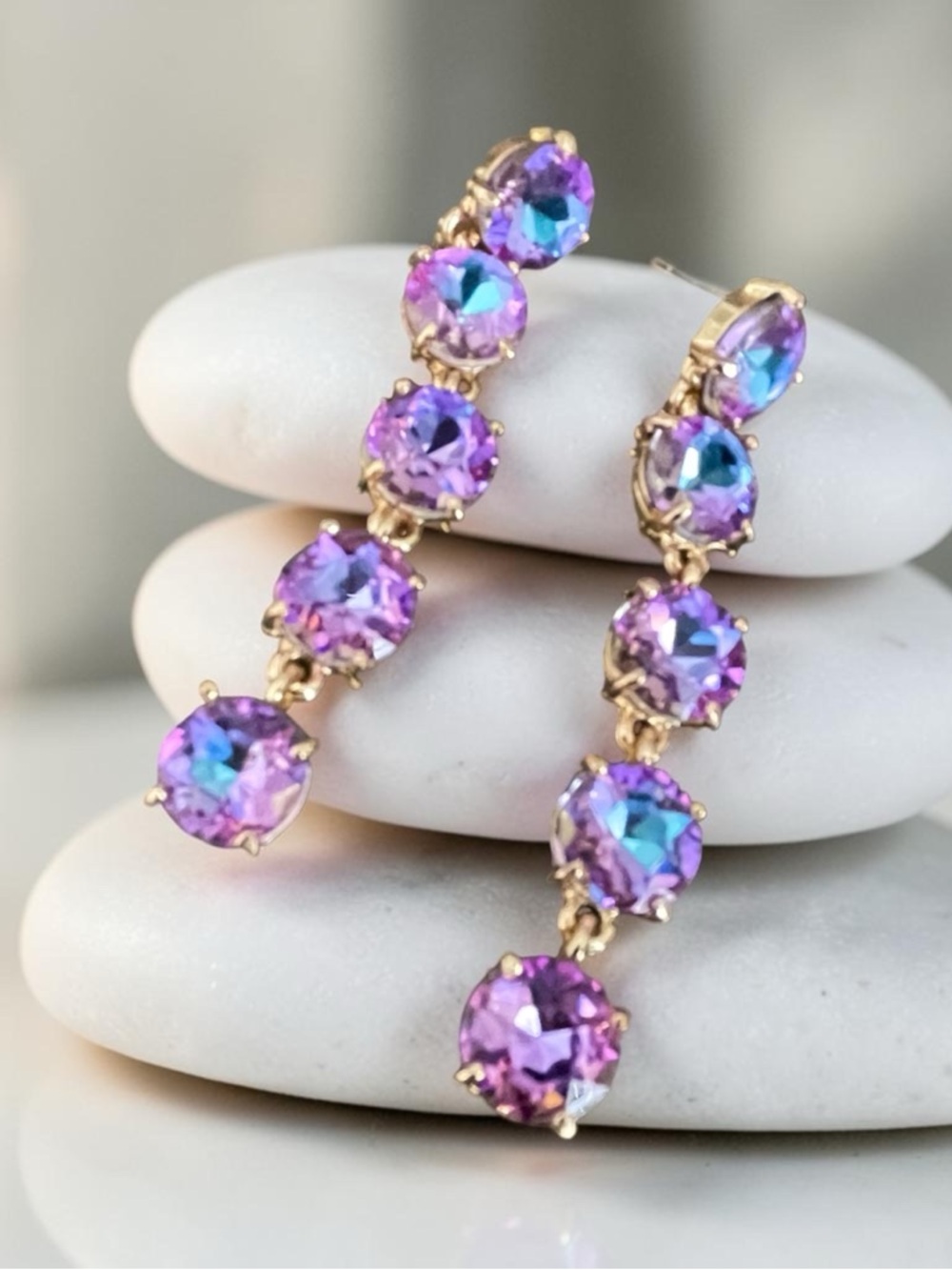 Summer Gems Purple Crystal Drop Earrings